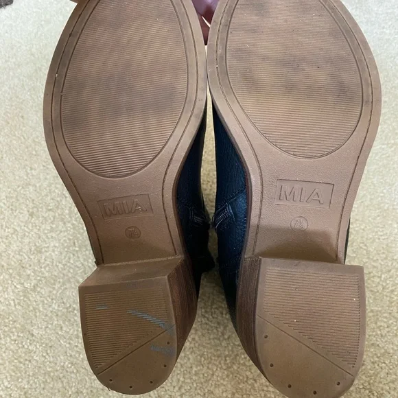 MIA Black Heeled Boots with Buckle Accents - Picture 7 of 7